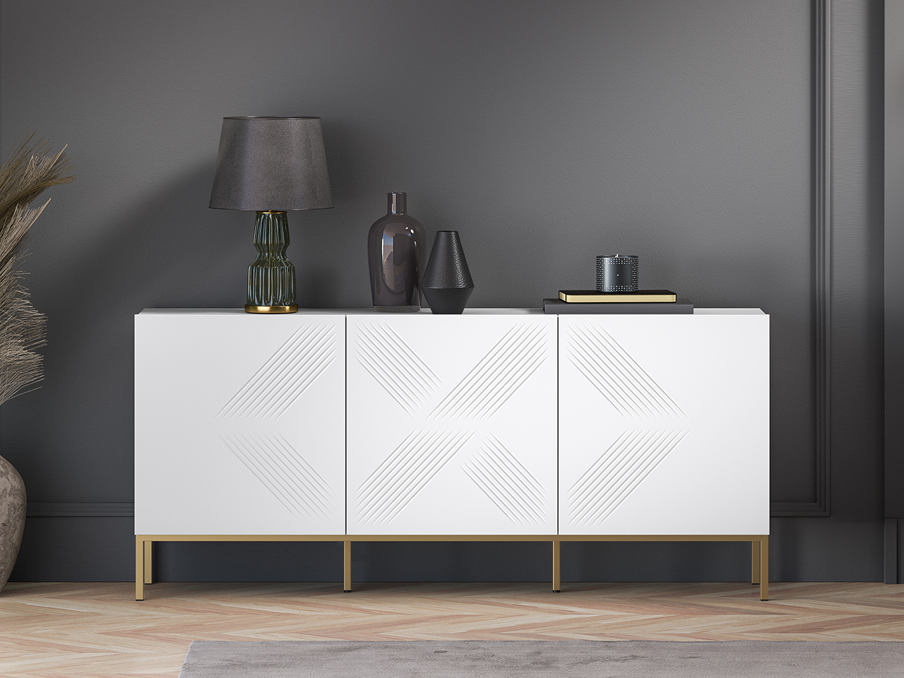 Spintelė CLARI, aukso pagrindas, 170x37x77 cm