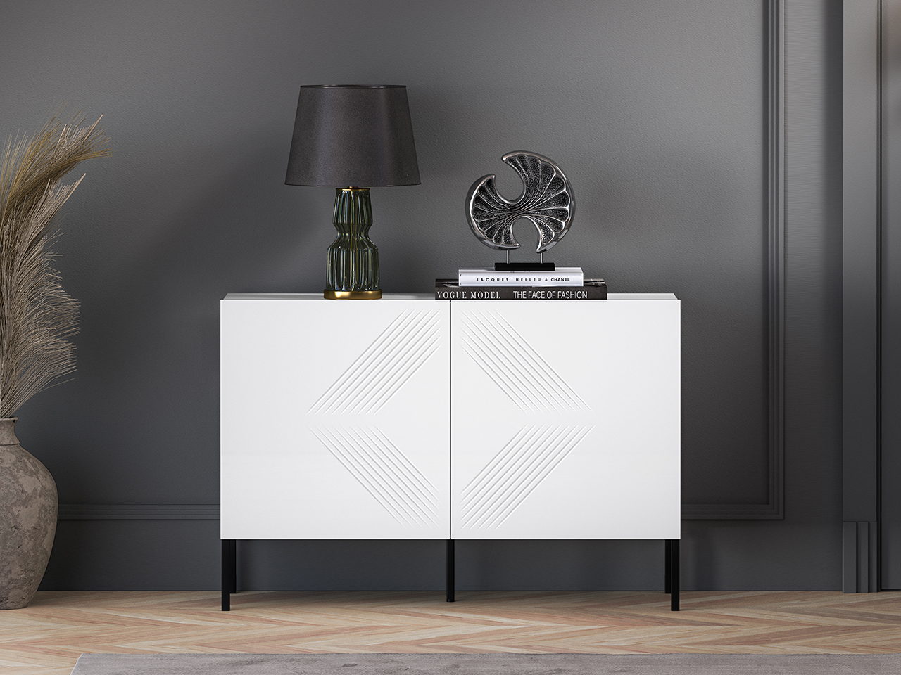 Spintelė CLARI, juodos kojelės, 114x37x77 cm