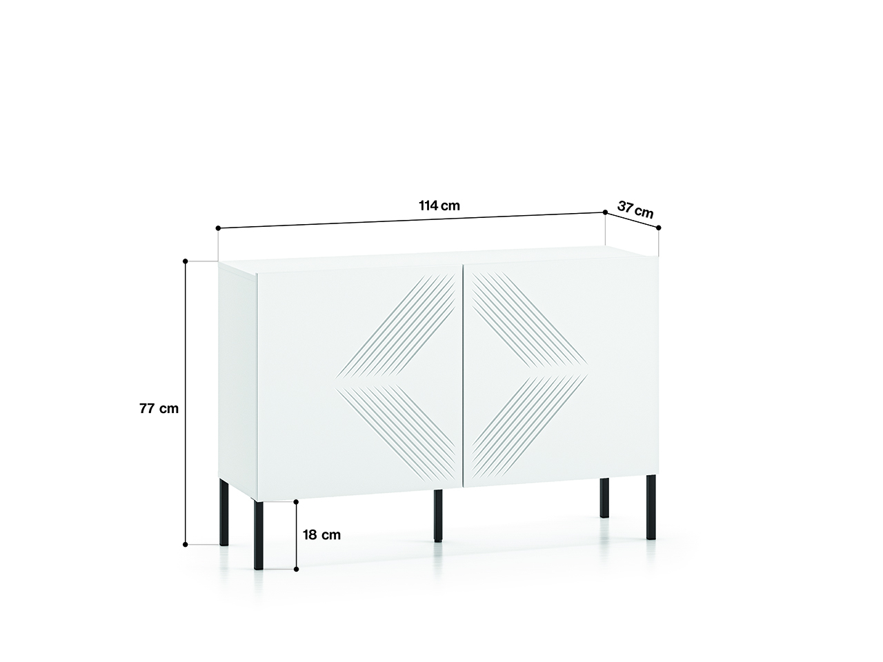 Spintelė CLARI, juodos kojelės, 114x37x77 cm