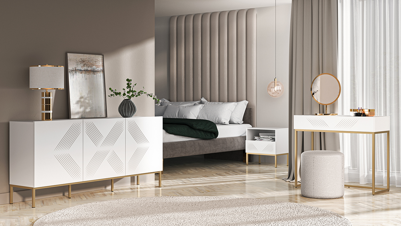 Spintelė CLARI, aukso pagrindas, 114x37x77 cm