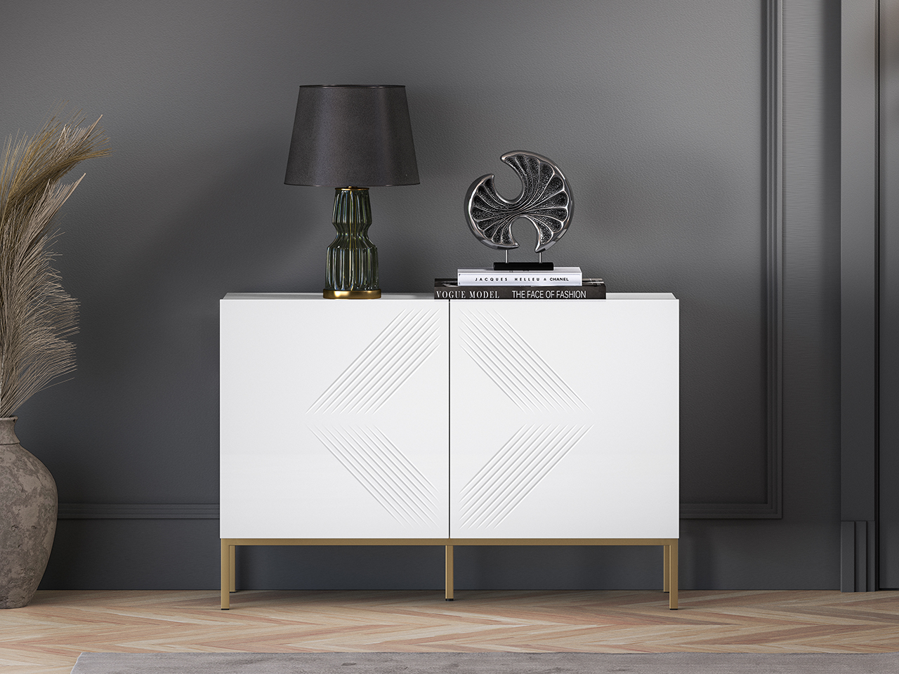 Spintelė CLARI, aukso pagrindas, 114x37x77 cm