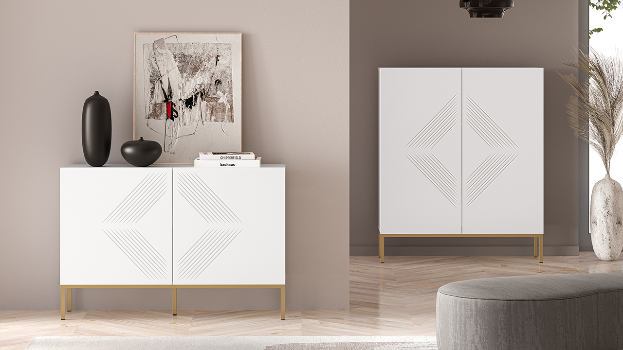 Spintelė CLARI, aukso pagrindas, 114x37x77 cm