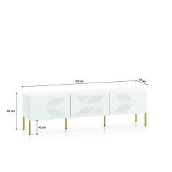 TV spintelė CLARI, aukso kojelės, 170x37x50 cm