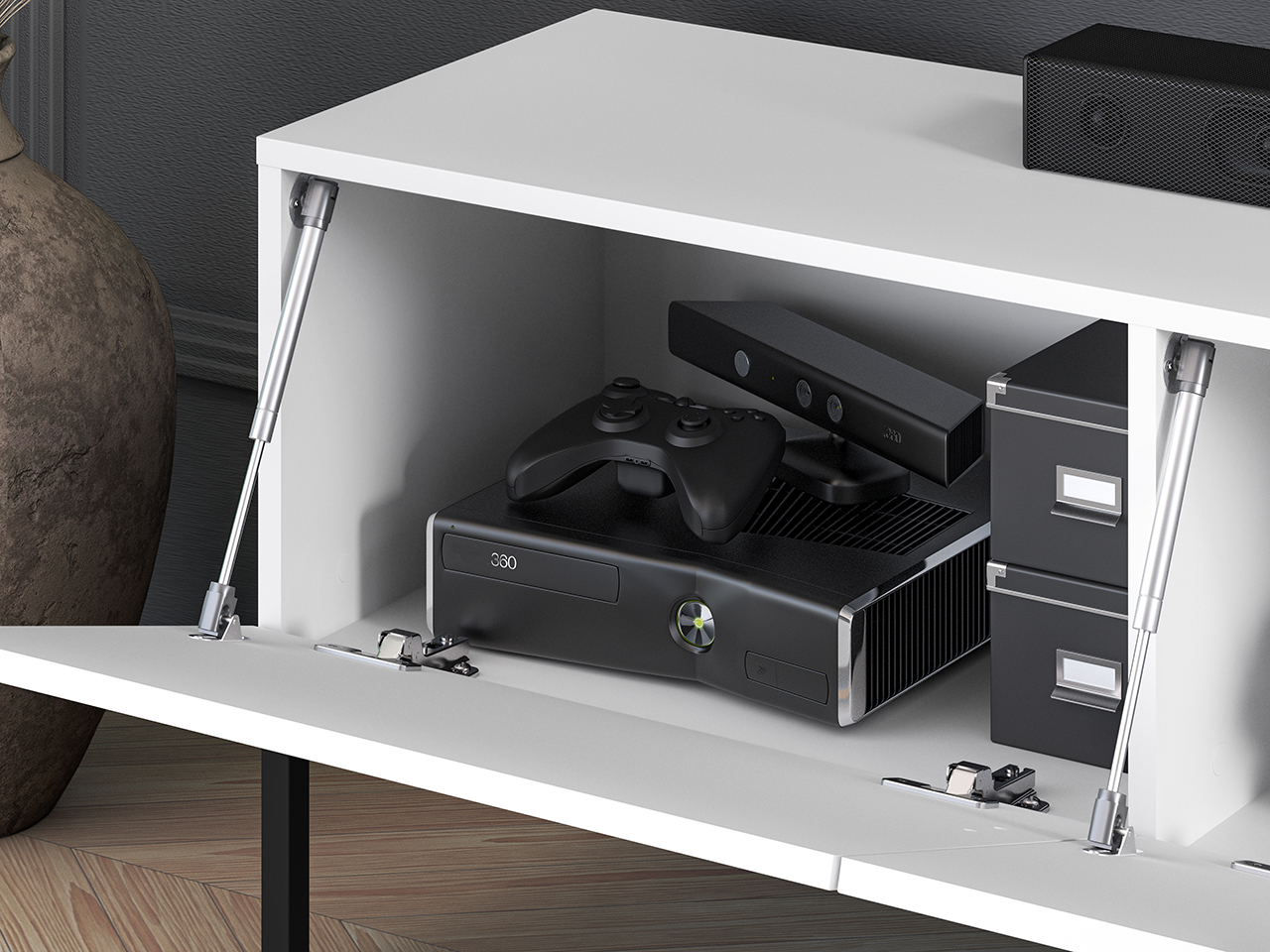 TV spintelė CLARI, juodas pagrindas, 170x37x50 cm