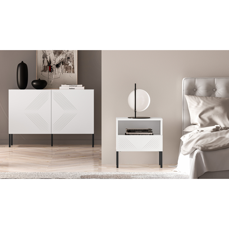 Naktinis staliukas CLARI, juodos kojelės, 50x34x53 cm