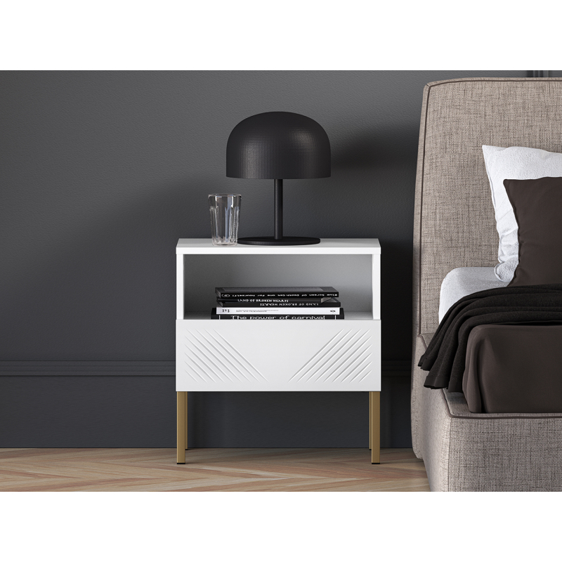 Naktinis staliukas CLARI, aukso kojelės, 50x34x53 cm