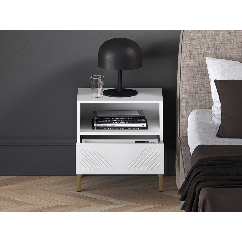 Naktinis staliukas CLARI, aukso kojelės, 50x34x53 cm