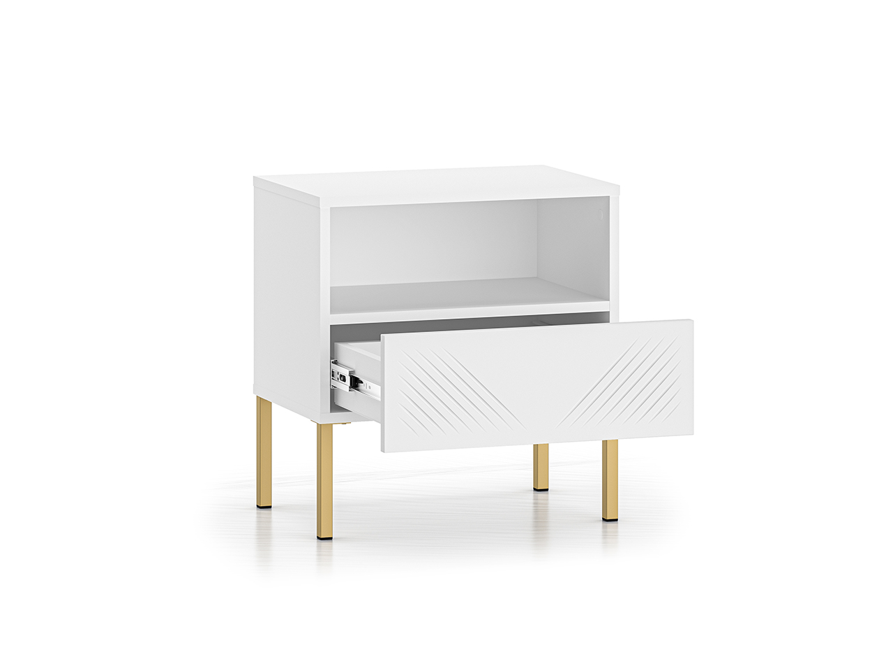 Naktinis staliukas CLARI, aukso kojelės, 50x34x53 cm