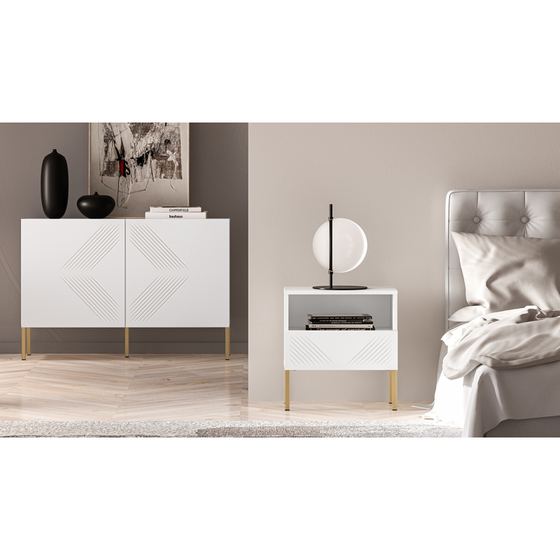 Naktinis staliukas CLARI, aukso kojelės, 50x34x53 cm