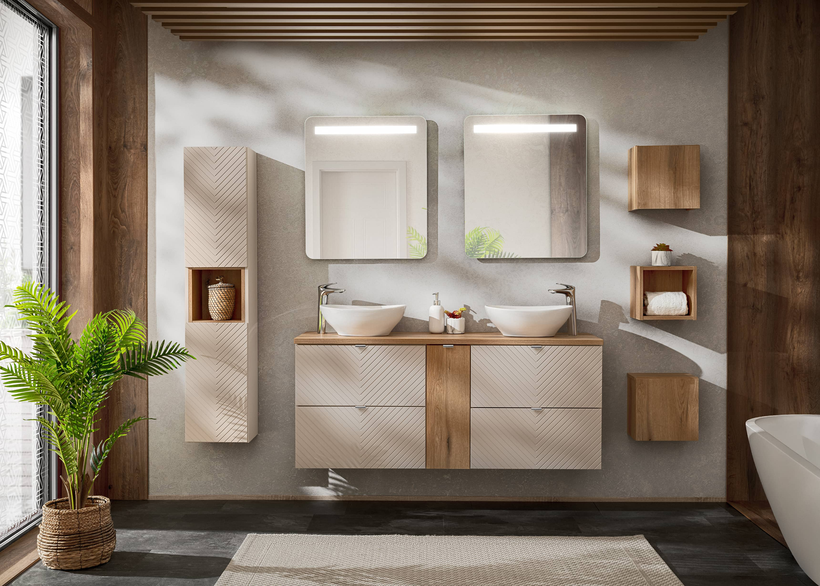 Pakabinama vonios spintelė su stalviršiumi 826B VIVO CASHMERE