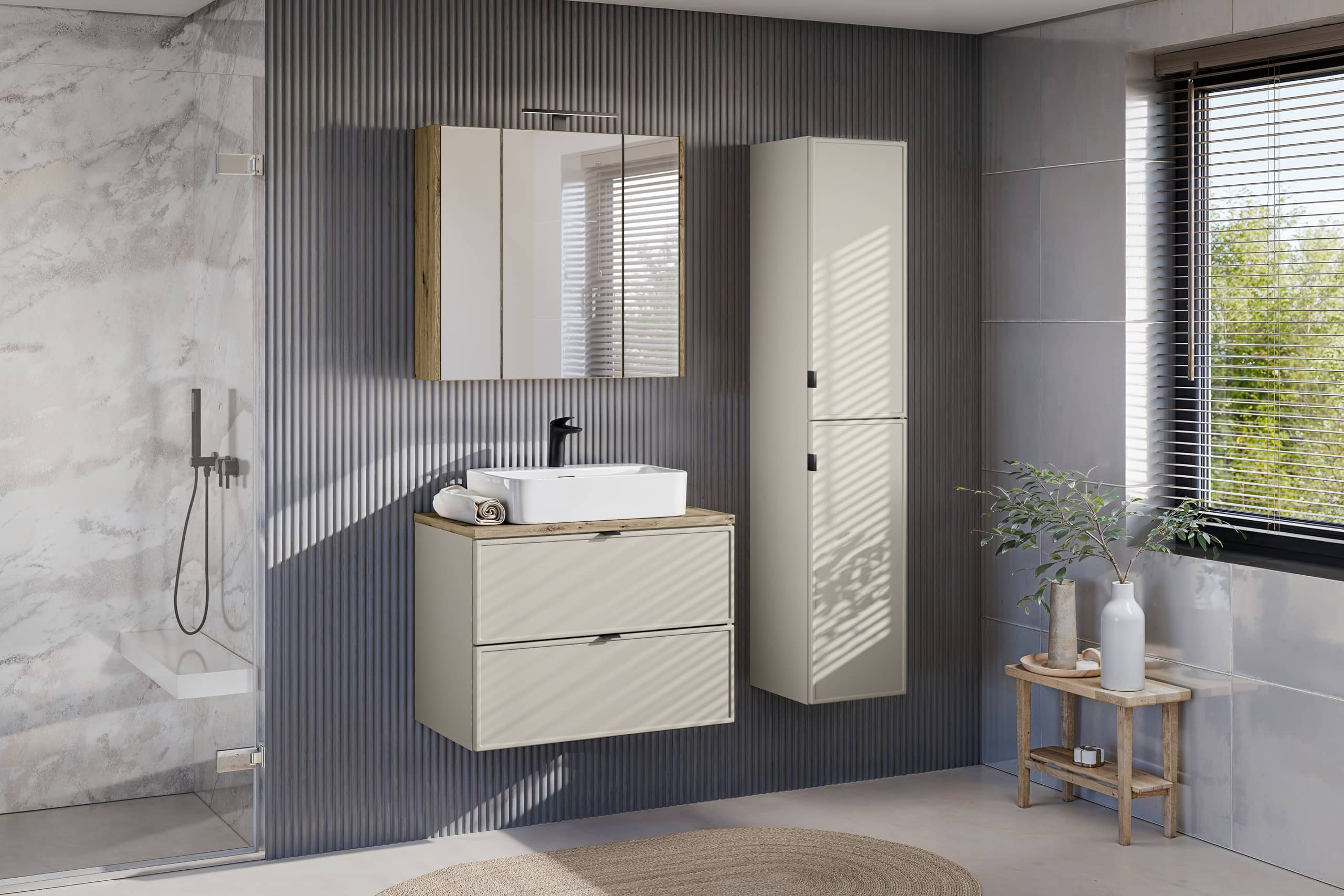 Pakabinama vonios spintelė su praustuvu 828A BELI CASHMERE