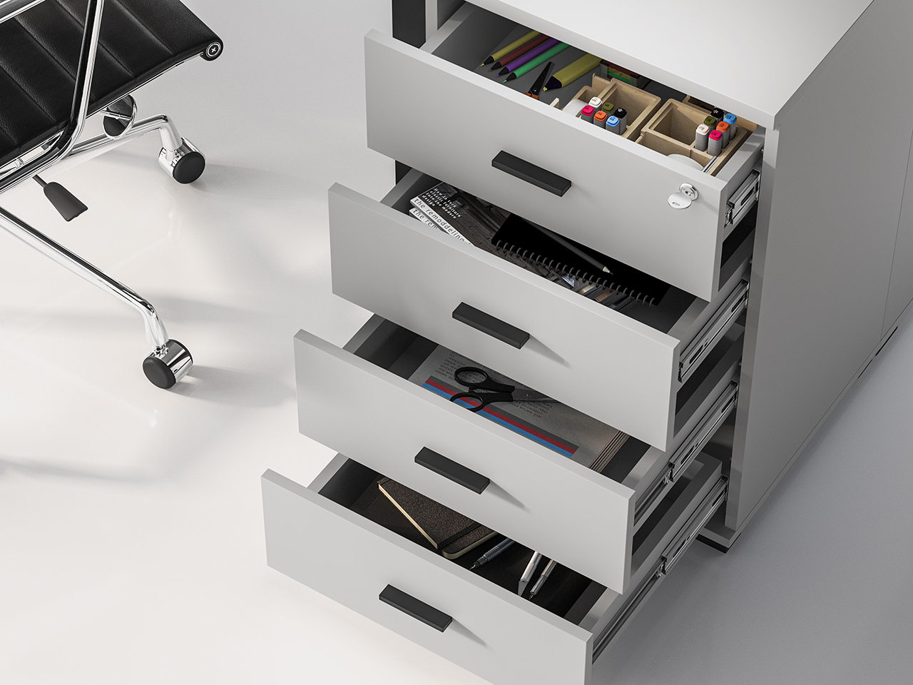 Stalčių spintelė darbo stalui BARDON, 46x68x75 cm