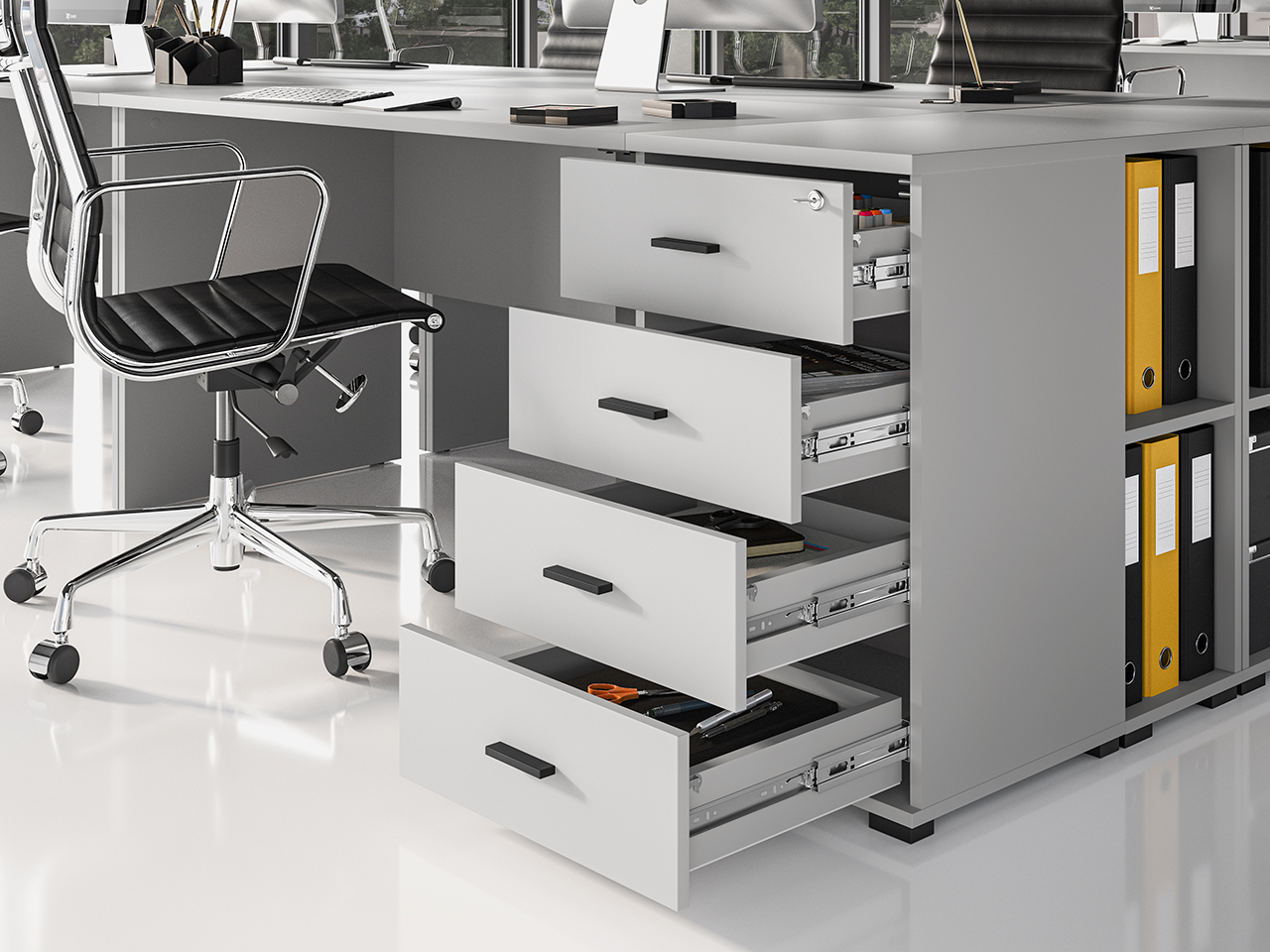 Stalčių spintelė darbo stalui BARDON, 46x68x75 cm