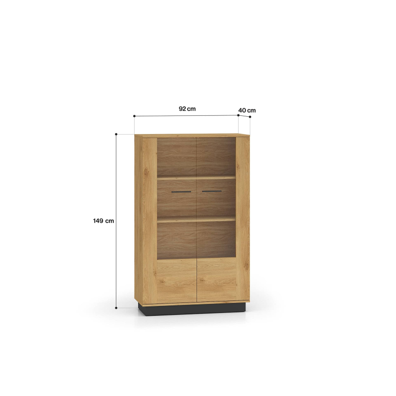 Dvidurė vitrina MODESA, 92x40x149 cm