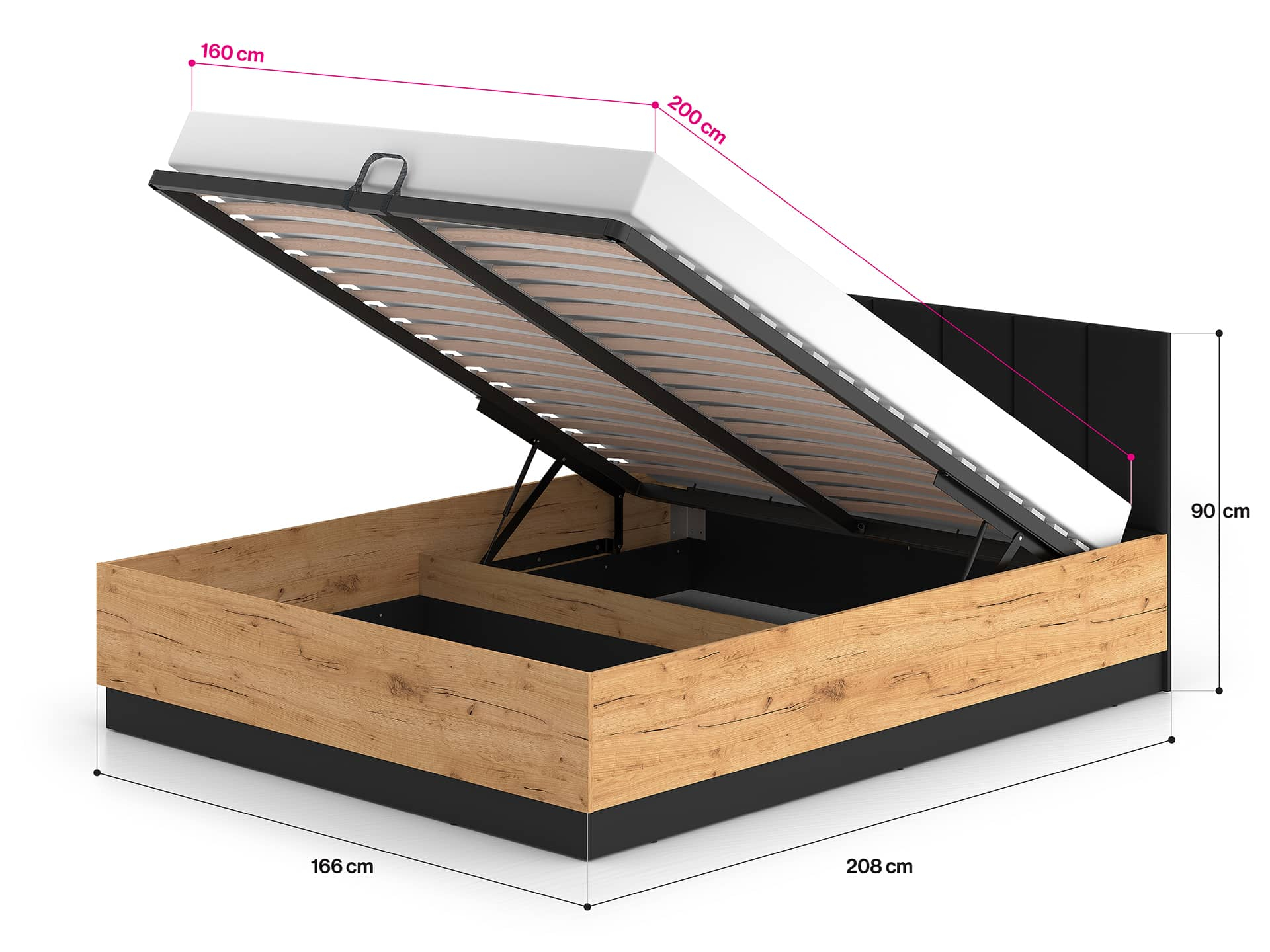 Lova 160 cm VASCA PLUS, 165x208x90 cm