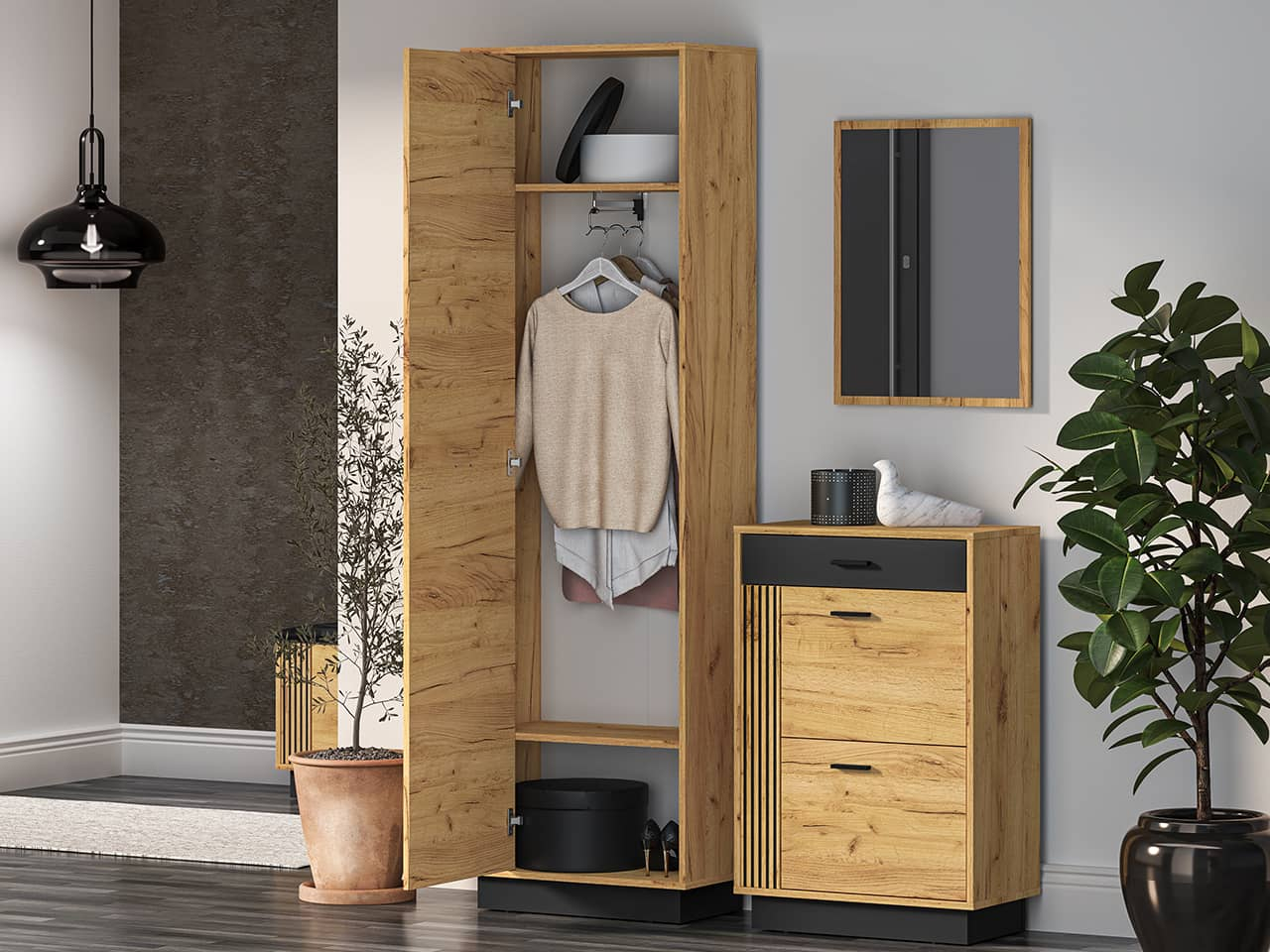 Prieškambario spinta VASCA, 60x34x200 cm