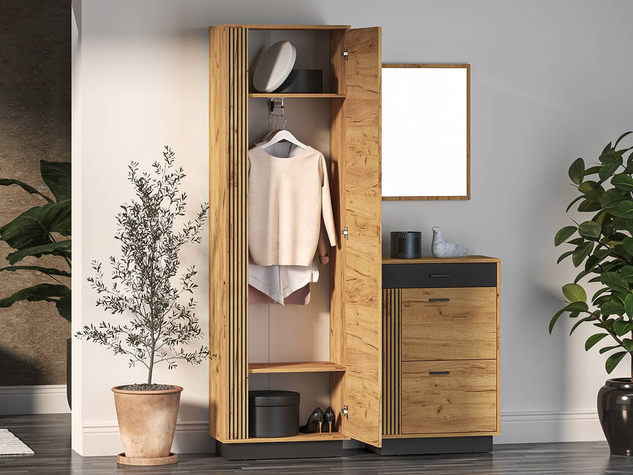 Prieškambario spinta VASCA, 60x34x200 cm