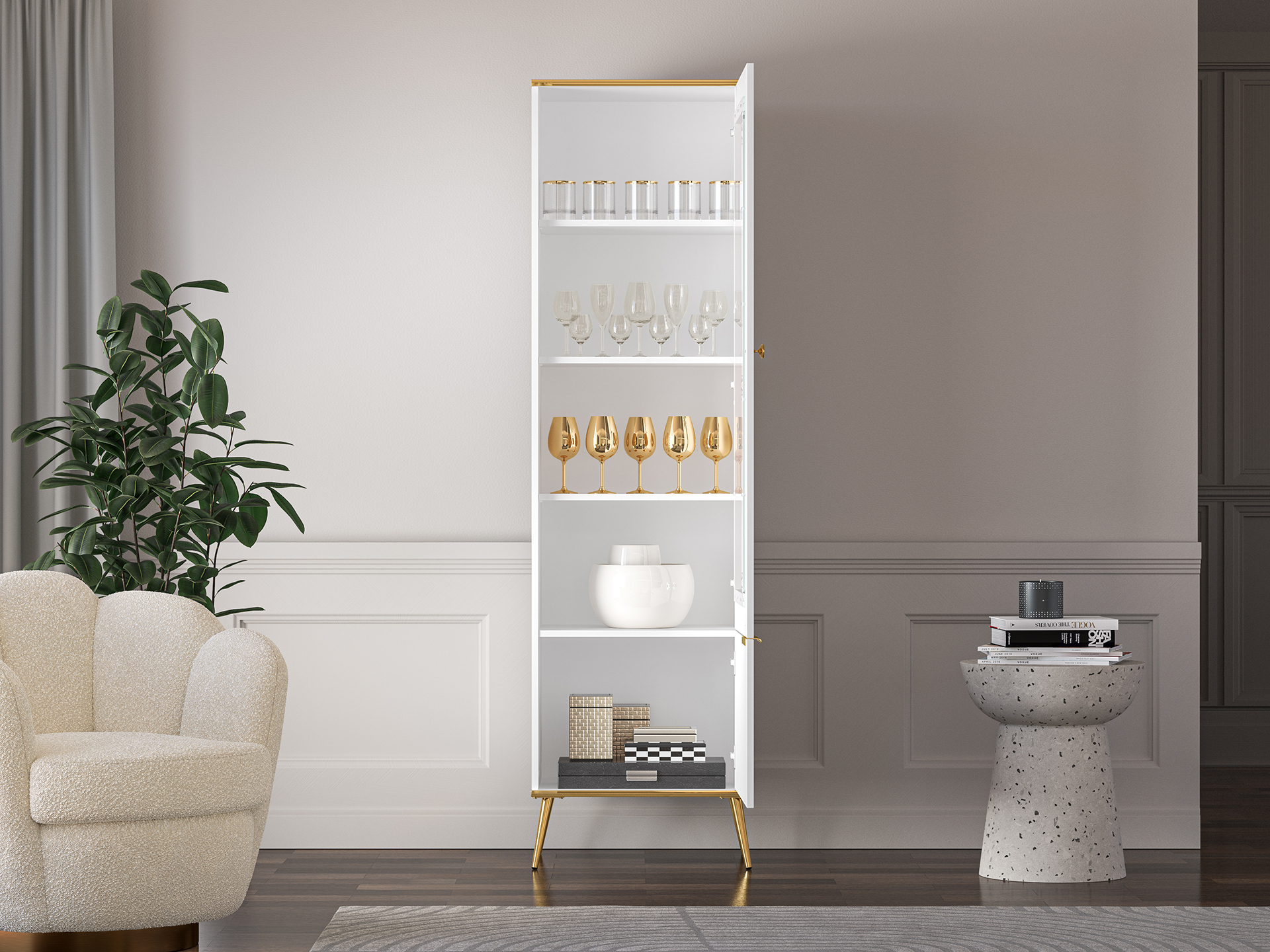 Siaura vitrina VITERA, 55x40x195 cm