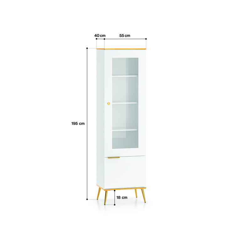 Siaura vitrina VITERA, 55x40x195 cm