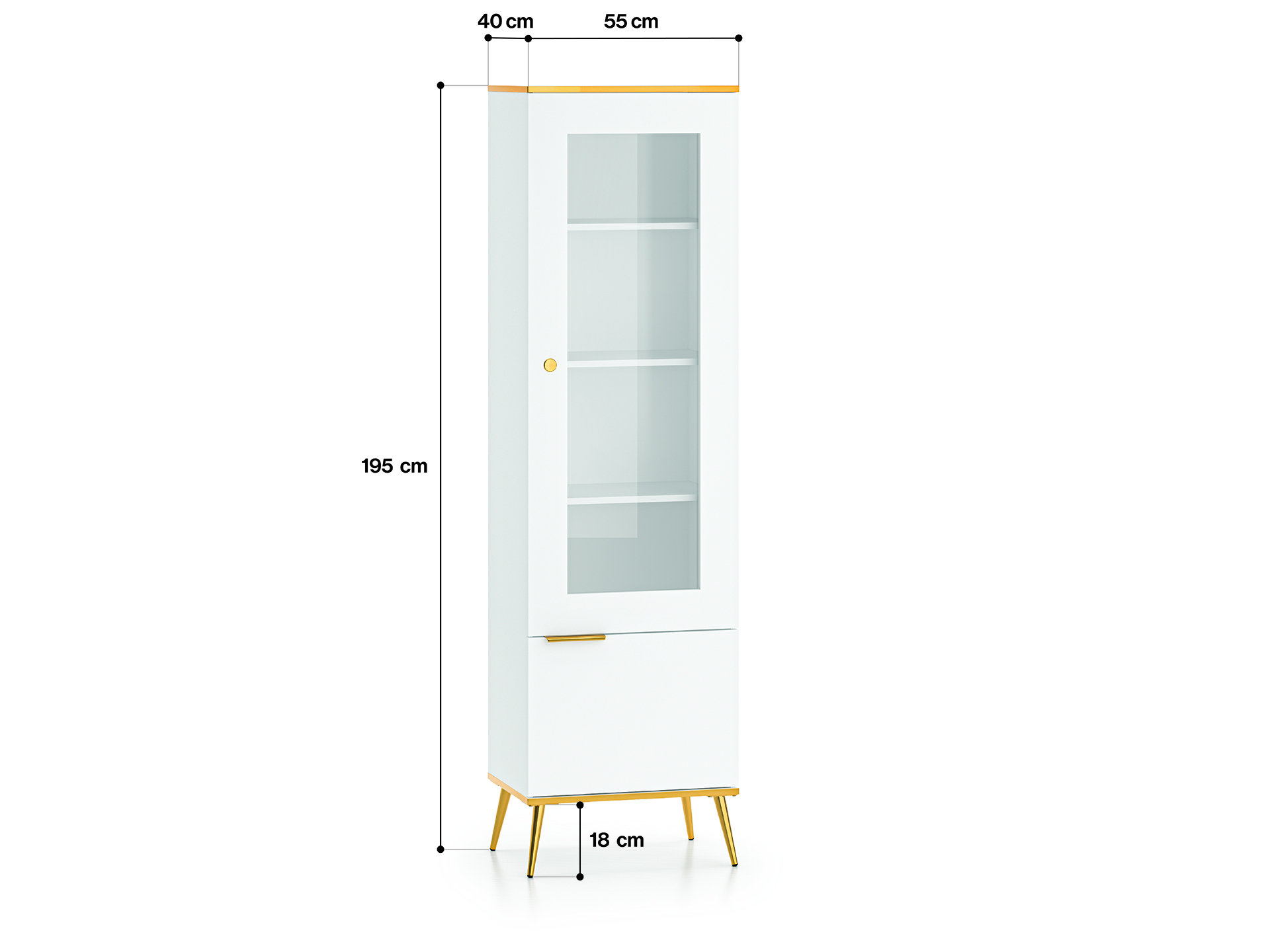 Siaura vitrina VITERA, 55x40x195 cm