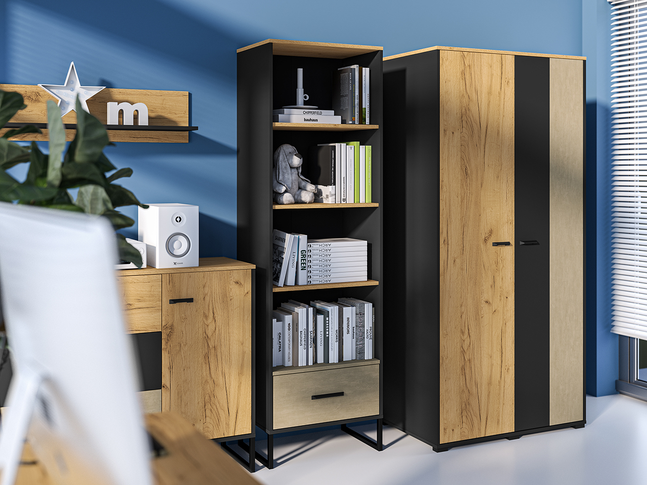 Knygų lentyna COLLO, 60x40x190 cm