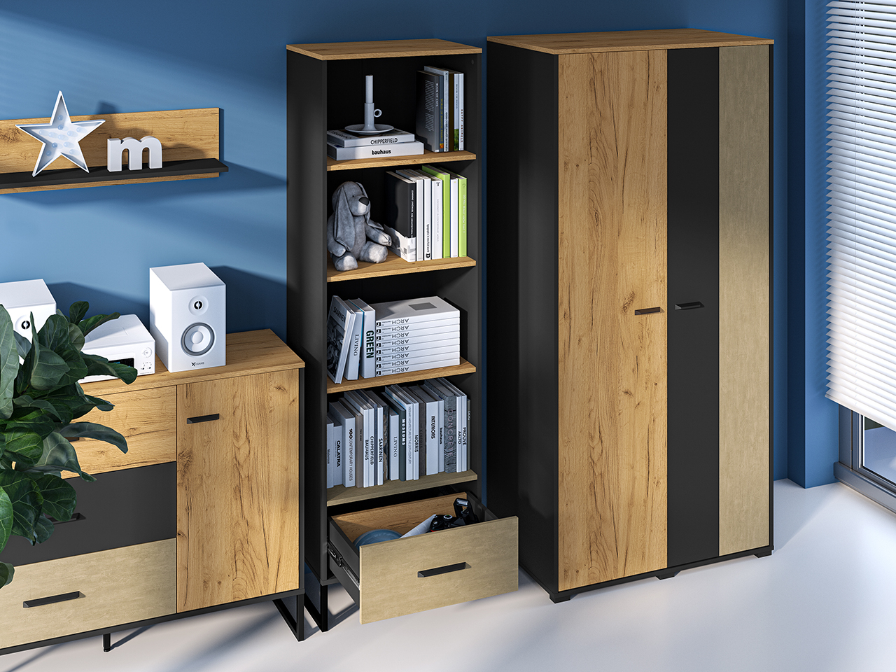 Knygų lentyna COLLO, 60x40x190 cm