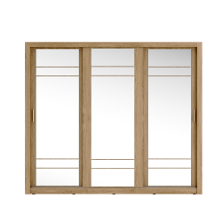 Trijų durų spinta su veidrodžiais APER, ąžuolo, 250x60x215 cm