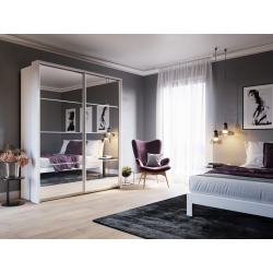 Dviejų durų spinta su veidrodžiais APER, balta, 180x57x218 cm