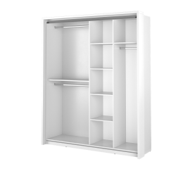 Dviejų durų spinta su veidrodžiais APER, balta, 180x57x218 cm