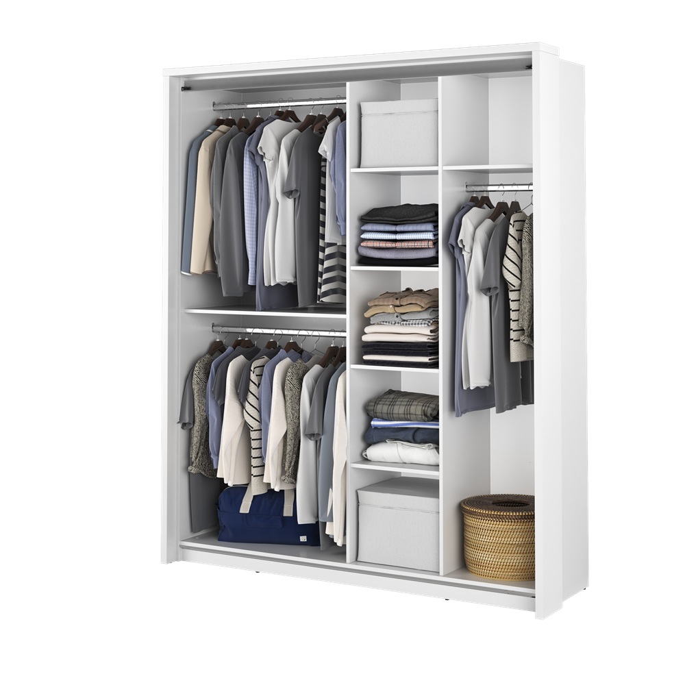 Dviejų durų spinta su veidrodžiais APER, balta, 180x57x218 cm