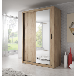 Dviejų durų spinta su veidrodžiu APER, ąžuolo, 150x60x215 cm