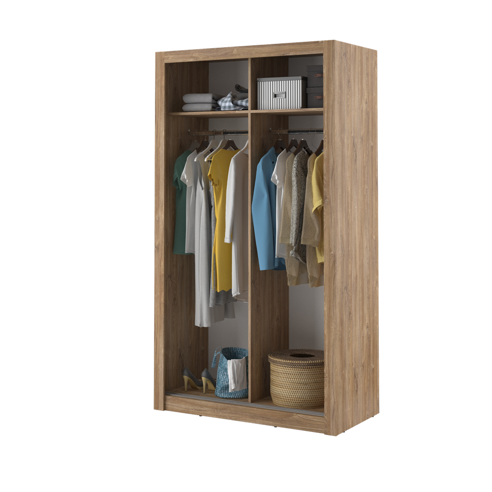 Dviejų durų spinta su veidrodžiu APER, ąžuolo, 120x60x215 cm