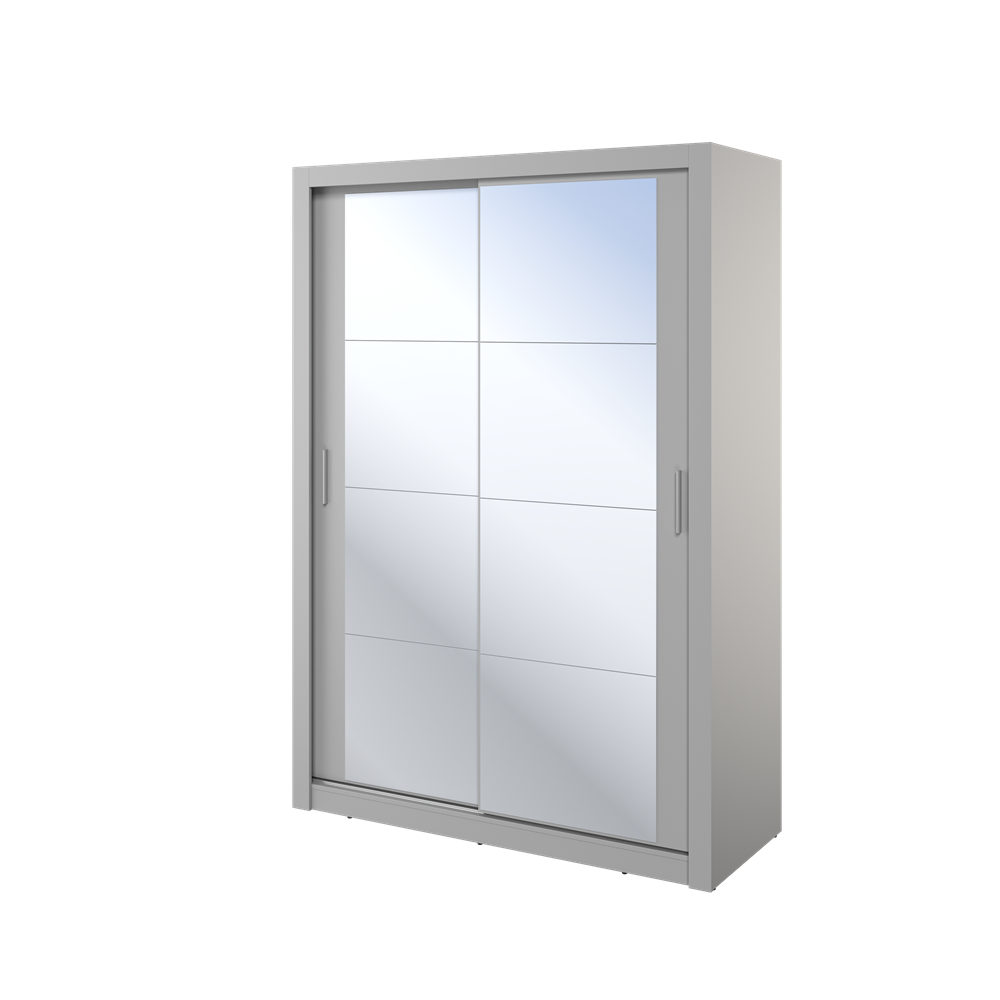 Dvidurė spinta su veidrodžiais ART, pilka, 150x60x215 cm