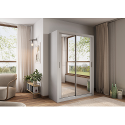 Dvidurė spinta su veidrodžiais ART, pilka, 150x60x215 cm