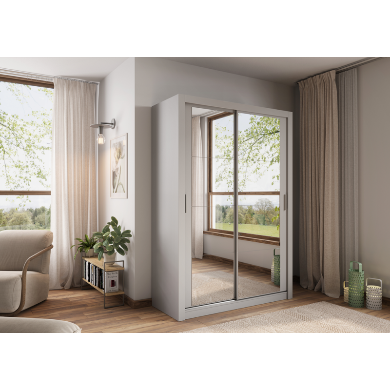 Dvidurė spinta su veidrodžiais ART, pilka, 150x60x215 cm