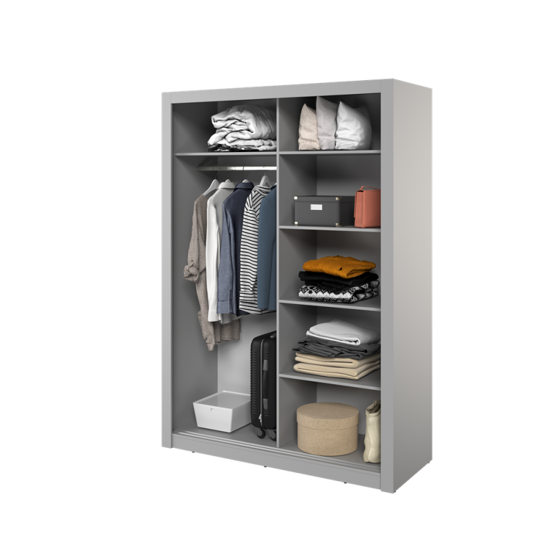 Dvidurė spinta su veidrodžiais ART, pilka, 150x60x215 cm