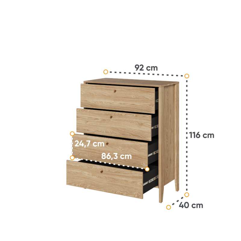 Komoda COZIE, 92x45x116 cm