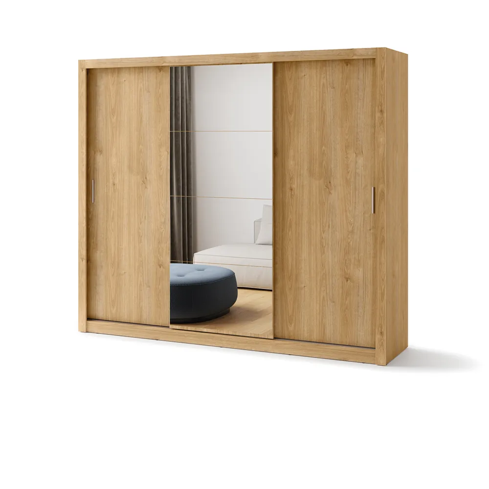 Trijų durų spinta su veidrodžiu TIVOL, ąžuolo, 250x60x215 cm