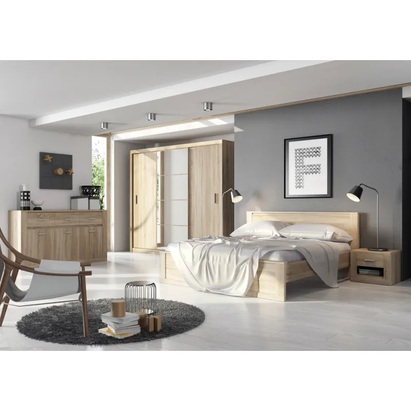 Trijų durų spinta su veidrodžiu TIVOL, ąžuolo, 250x60x215 cm