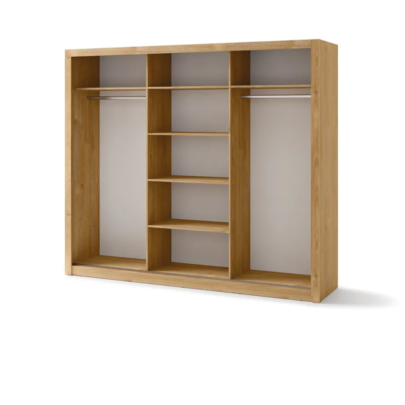 Trijų durų spinta su veidrodžiu TIVOL, ąžuolo, 250x60x215 cm