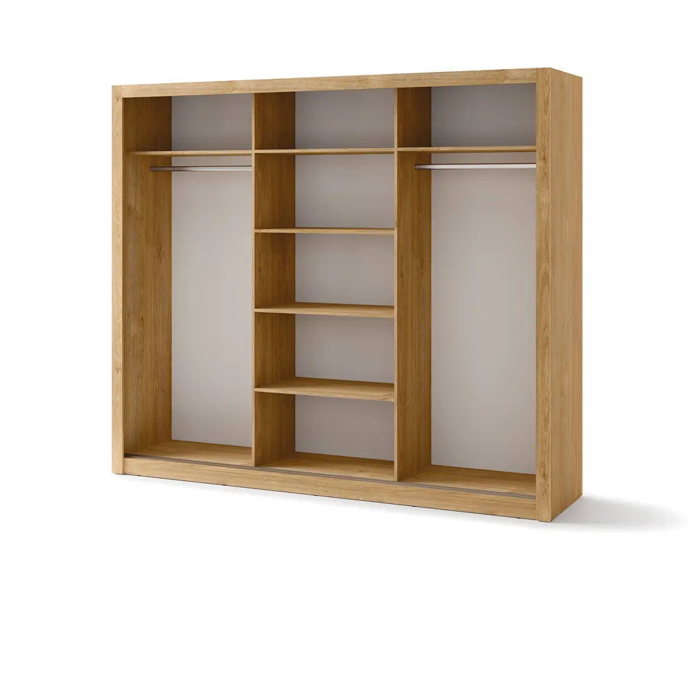 Trijų durų spinta su veidrodžiu TIVOL, ąžuolo, 250x60x215 cm