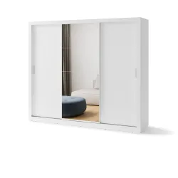 Trijų durų spinta su veidrodžiu TIVOL, balta, 250x60x215 cm