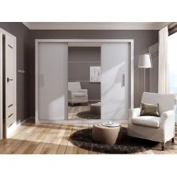 Trijų durų spinta su veidrodžiu TIVOL, balta, 250x60x215 cm