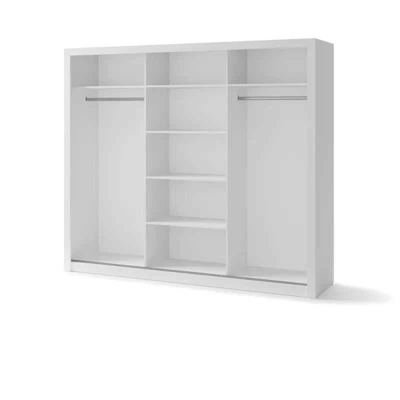 Trijų durų spinta su veidrodžiu TIVOL, balta, 250x60x215 cm