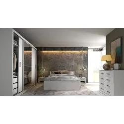 Trijų durų spinta su veidrodžiu TIVOL, balta, 250x60x215 cm