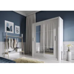 Dviejų durų spinta su veidrodžiais TIVOL, balta, 180x60x215 cm