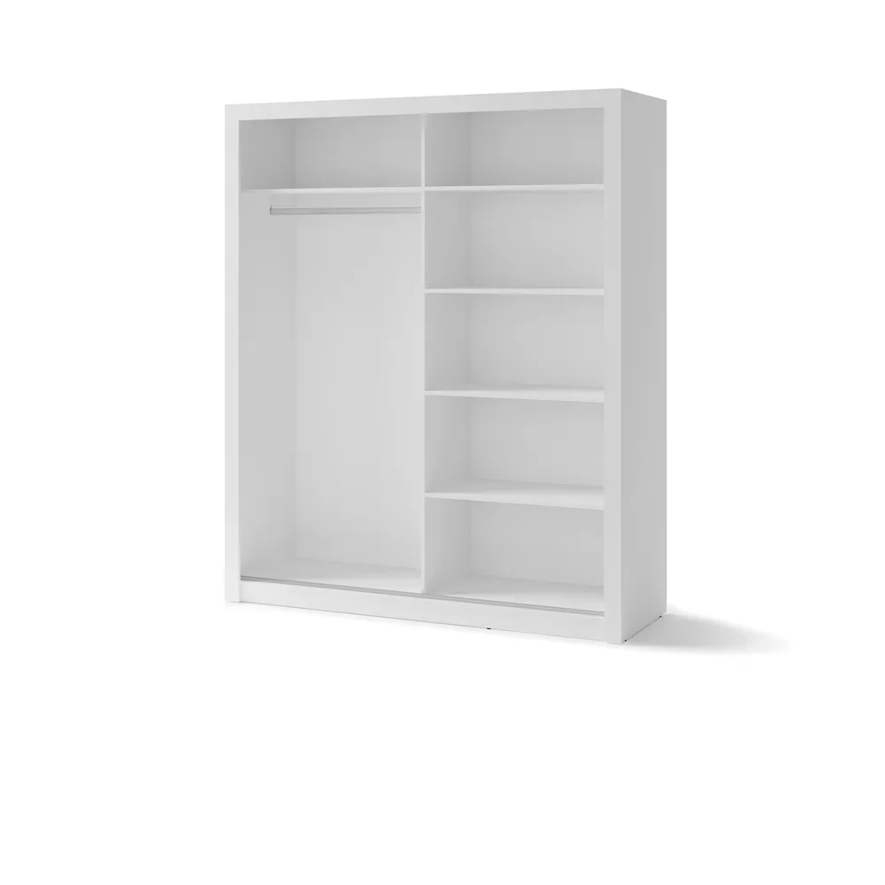 Dviejų durų spinta su veidrodžiais TIVOL, balta, 180x60x215 cm