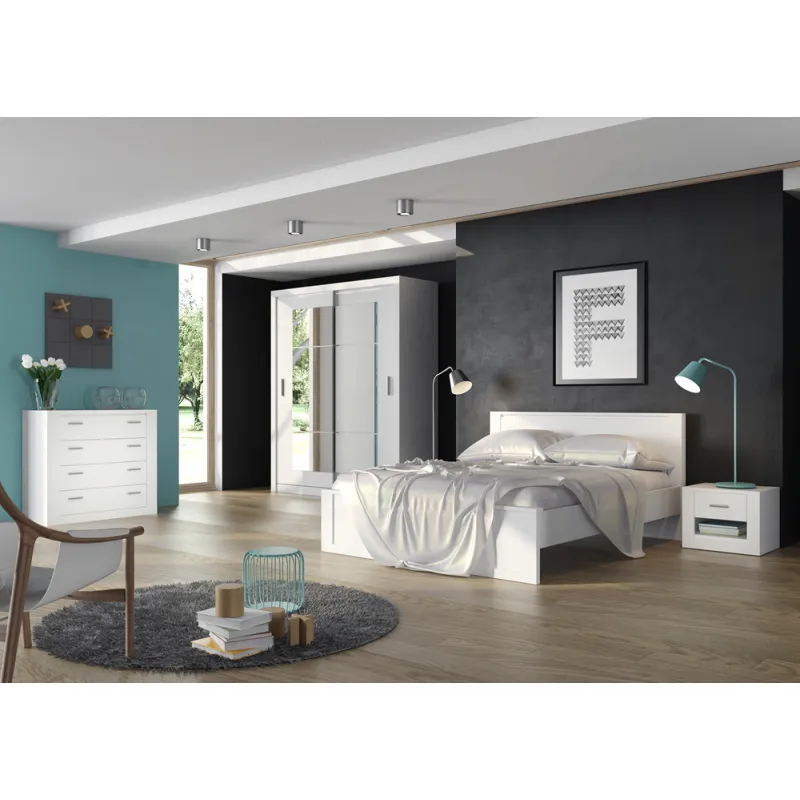 Dviejų durų spinta su veidrodžiais TIVOL, balta, 180x60x215 cm