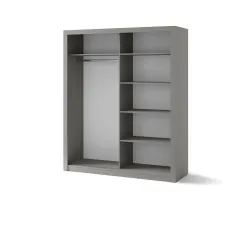 Dviejų durų spinta su veidrodžiu TIVOL, pilka, 180x60x215 cm