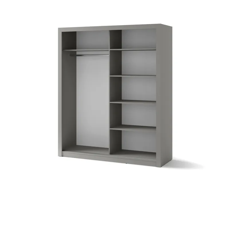 Dviejų durų spinta su veidrodžiu TIVOL, pilka, 180x60x215 cm